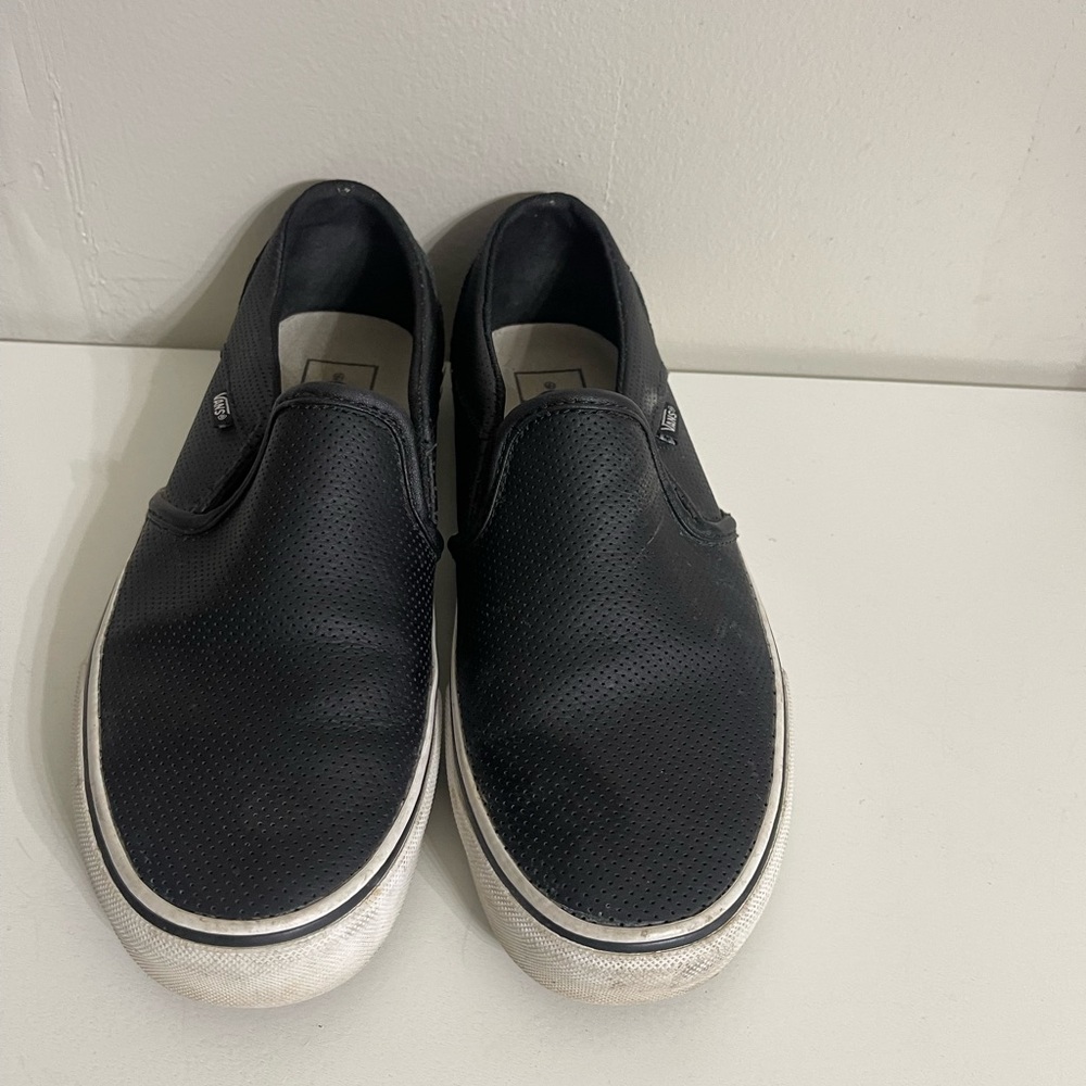 Vans‎ Black Leather Slip-On Women’s Shoes Size 7.5